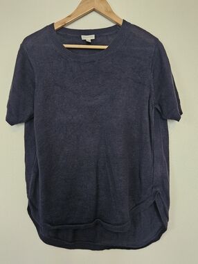 GARNET HILL 100% Linen Blue Top Large